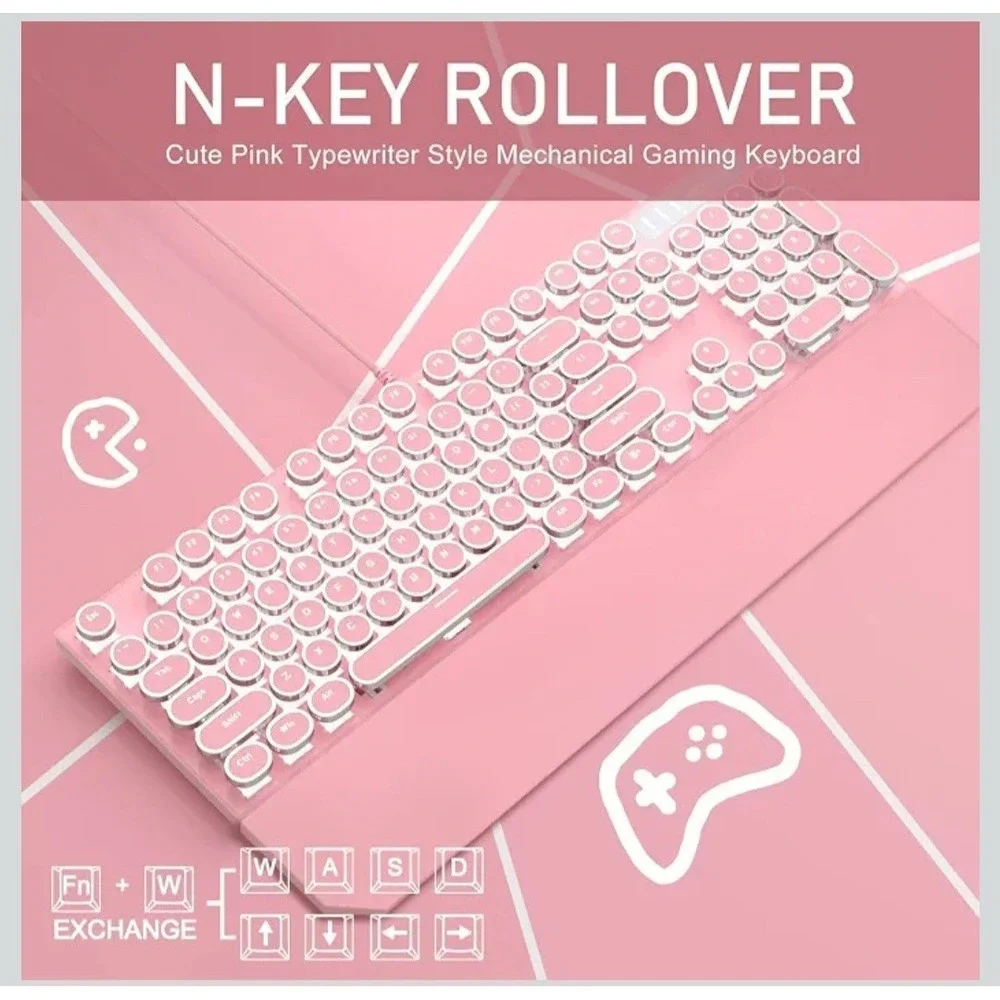 Pink Keyboad & Wireless Mouse